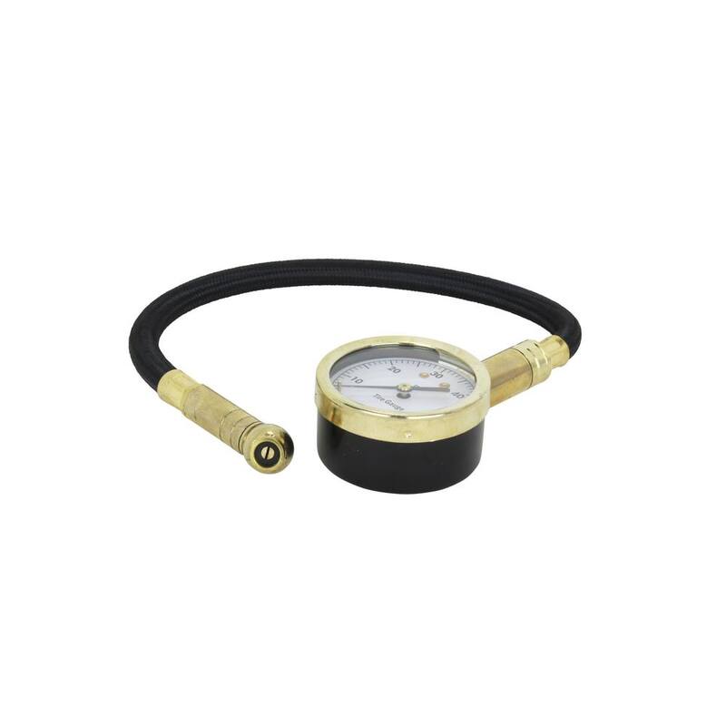 Accu-Gage 11 in. 60 PSI Tire Pressure Gauge Braided Air Hose Swivel Angle Ball Air Chuck - H60XA