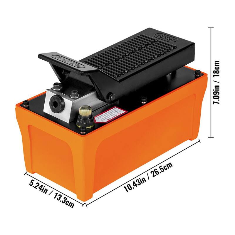 VEVOR Air Hydraulic Pump 10000 PSI Air Treadle Foot Actuated 3/8 in. NPT 1/2 Gal. with 6 ft. Hose 2 Connector Single Acting - QDJTYYBJPQTZ00001V0