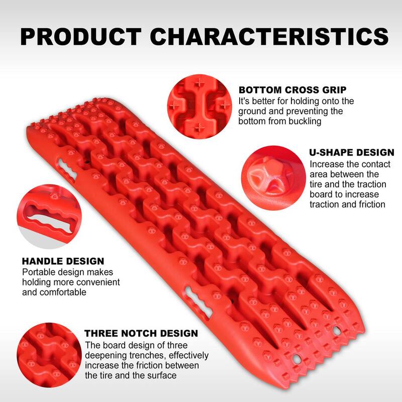 Big Red 41 in. Off-Road Traction Boards, Recovery Tracks, and Traction Mat Set: Ideal for Snow, Mud and Sand Rescue, Red - ATW4212R
