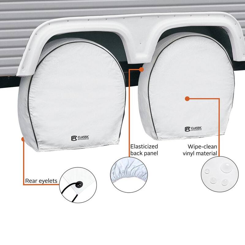 Classic Accessories White Deluxe RV Wheel Cover, 24" - 27" Diameter, 8.5" Tire Width - 80-221-152302-00