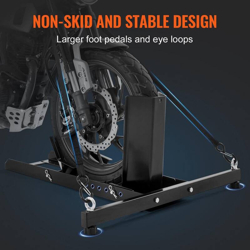 SKYSHALO Motorcycle Wheel Chock Upright, 1,800 lbs. Capacity, Heavy-duty Steel Motorcycle Front Wheel Stand with 6 Adjustable - MTCLDLZSKDHS2OLR1V0-0716