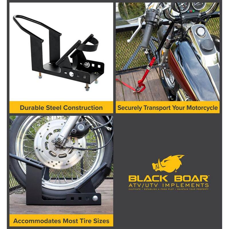 Camco Motorcycle Wheel Chock Mount with Handlebar Straps & Universal Tire Fit - 66100-CAMCO