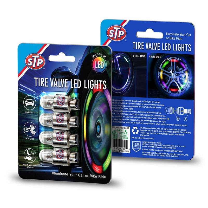 STP Tire Valve Multi-Color LED Lights For Cars, Motorcycles and Bicycles (4-Pack) - SEL1-1007-RGB