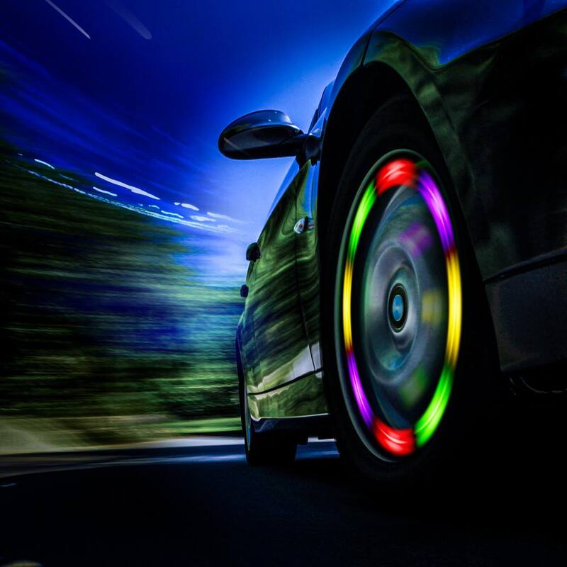 STP Tire Valve Multi-Color LED Lights For Cars, Motorcycles and Bicycles (4-Pack) - SEL1-1007-RGB