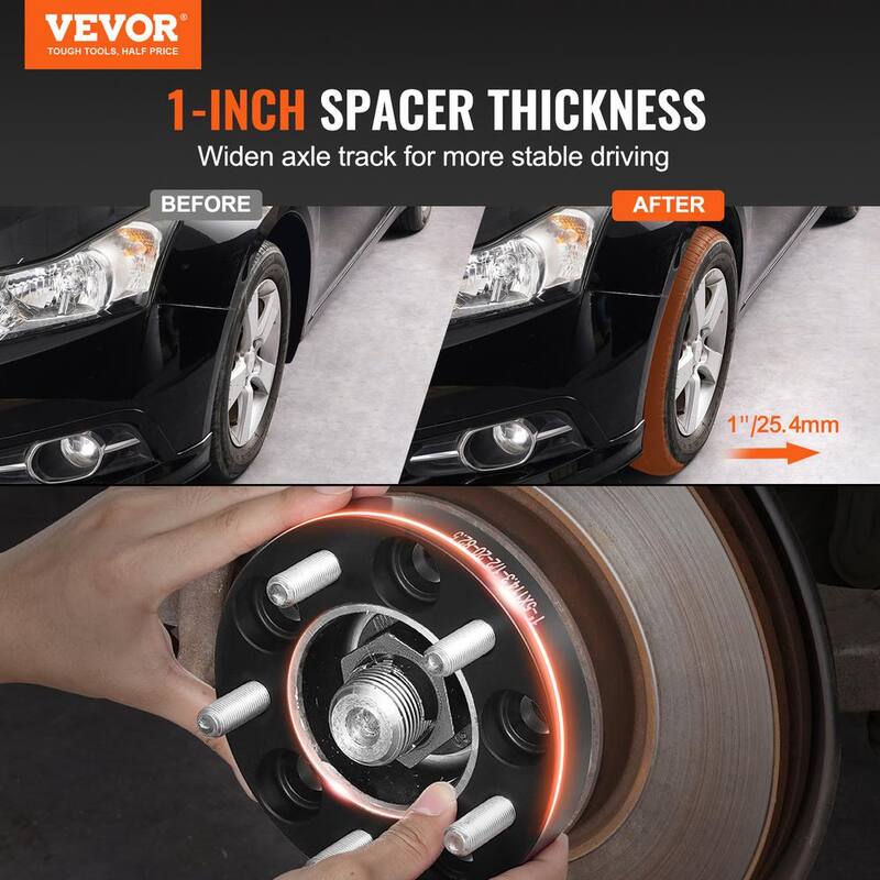 VEVOR Wheel Spacers, Wheel Adapters, 5 Lug Forged Spacer, Fit for 1984-2013 Jeep and Ford, 4 PCS Black - LSSFLP1YC5X4IY3OQV0