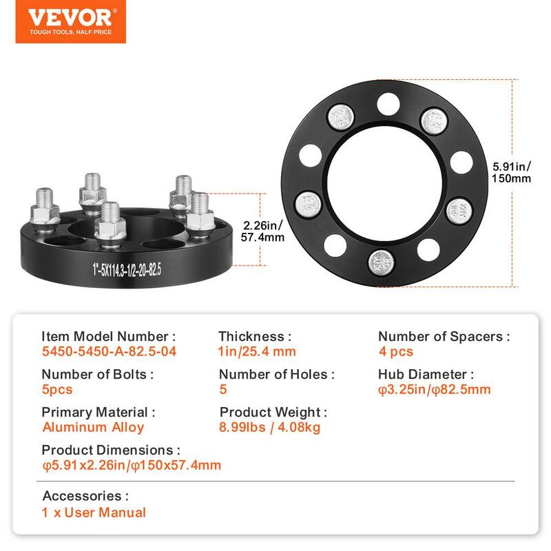 VEVOR Wheel Spacers, Wheel Adapters, 5 Lug Forged Spacer, Fit for 1984-2013 Jeep and Ford, 4 PCS Black - LSSFLP1YC5X4IY3OQV0