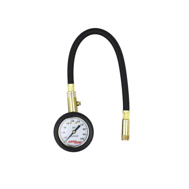 Accu-Gage Tire Pressure Gauge 11 in. Braided Air Hose Straight Air Chuck 100 PSI - RH100X
