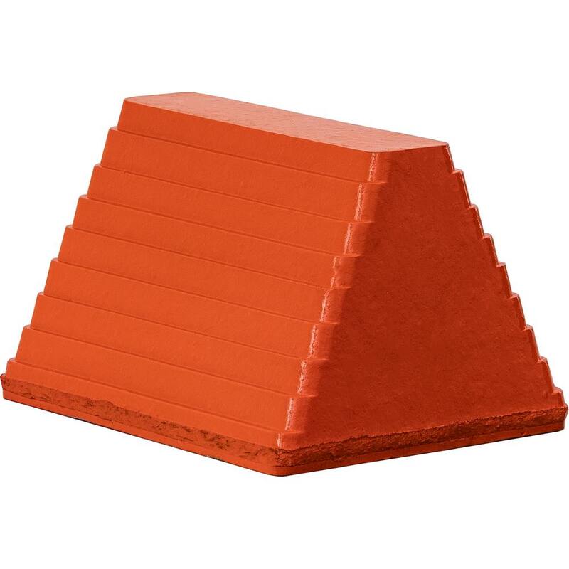 Buyers Products Orange Heavy Duty Rubber Wheel Chock with Recessed Chain Eye 10 in. x 8 in. x 6 in. - WC6810LP