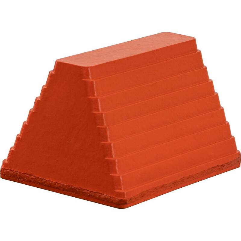 Buyers Products Orange Heavy Duty Rubber Wheel Chock with Recessed Chain Eye 10 in. x 8 in. x 6 in. - WC6810LP