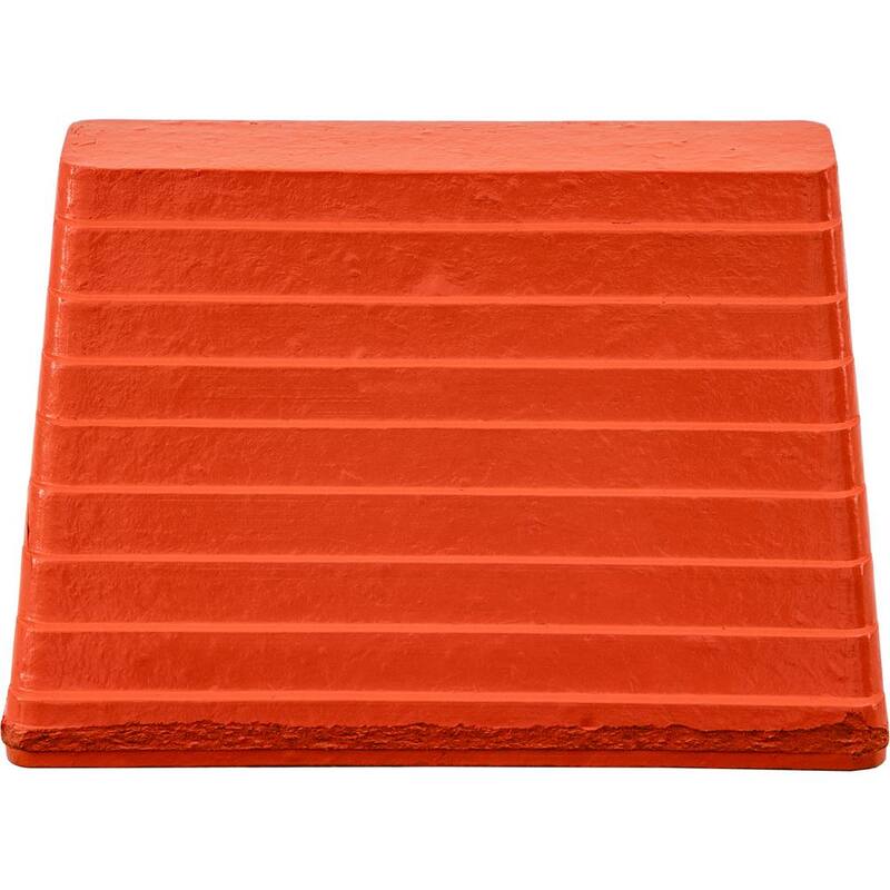 Buyers Products Orange Heavy Duty Rubber Wheel Chock with Recessed Chain Eye 10 in. x 8 in. x 6 in. - WC6810LP