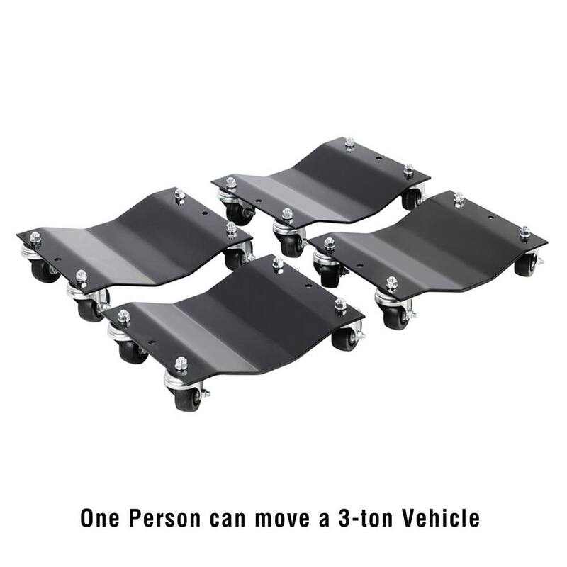 Unbranded Premium Wheel Dollies - Set of 4 Solid Steel Tire Skates with 3 in. Swivel Casters - 1500 lbs. Capacity (Black) - 612222VMH