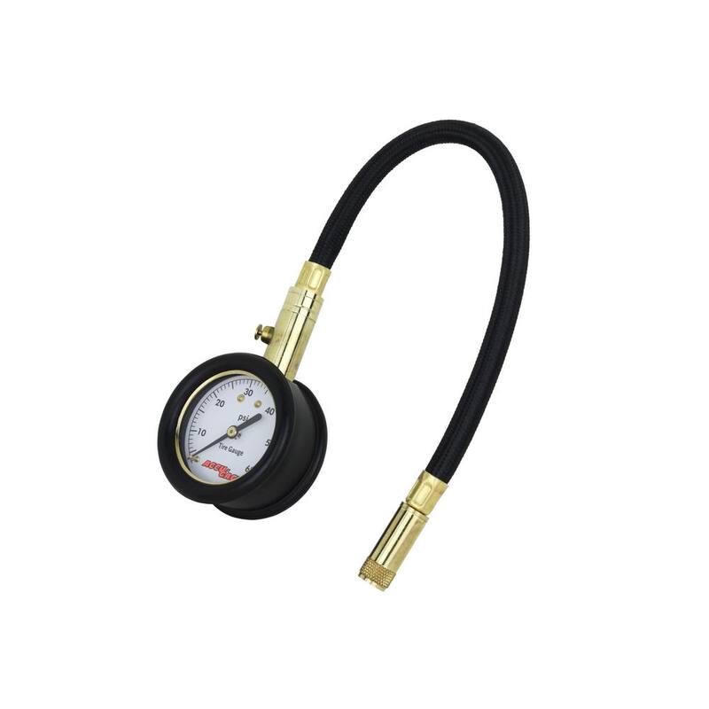 Accu-Gage Tire Pressure Gauge 11 in. Braided Air Hose Straight Air Chuck 60 PSI - RH60X
