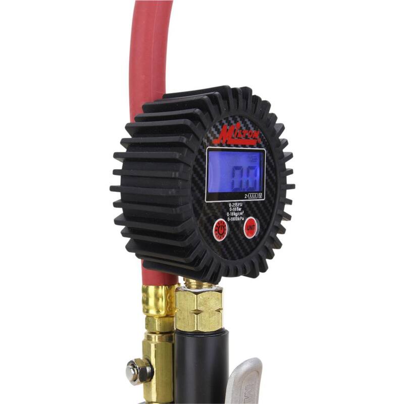 Milton Industries, Inc. Milton Dual Head Air Chuck Compact Digital Tire Inflator and Pressure Gauge 15 in. Rubber Air Hose (255 PSI) 1/4 in. NPT - S-530