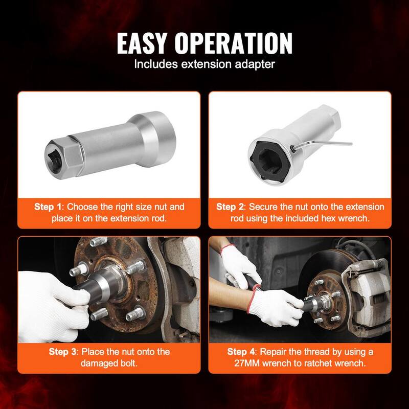 VEVOR 10-Piece Axle Spindle Thread Chaser Set, Metric M20 M22 M24 and UNF 13/16in. 3/4in. Thread Restorer Tool - LWCXTZGYZ10PYAJ0LV0