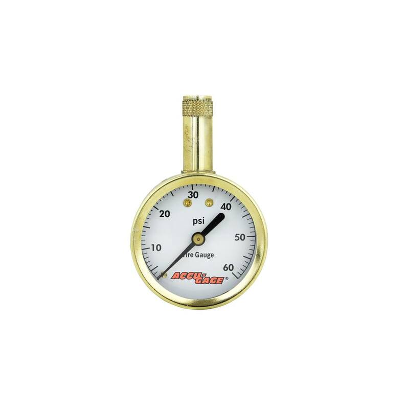 Accu-Gage Tire Pressure Gauge 11 in. Braided Air Hose Straight Foot Air Chuck 60 PSI - 60XG