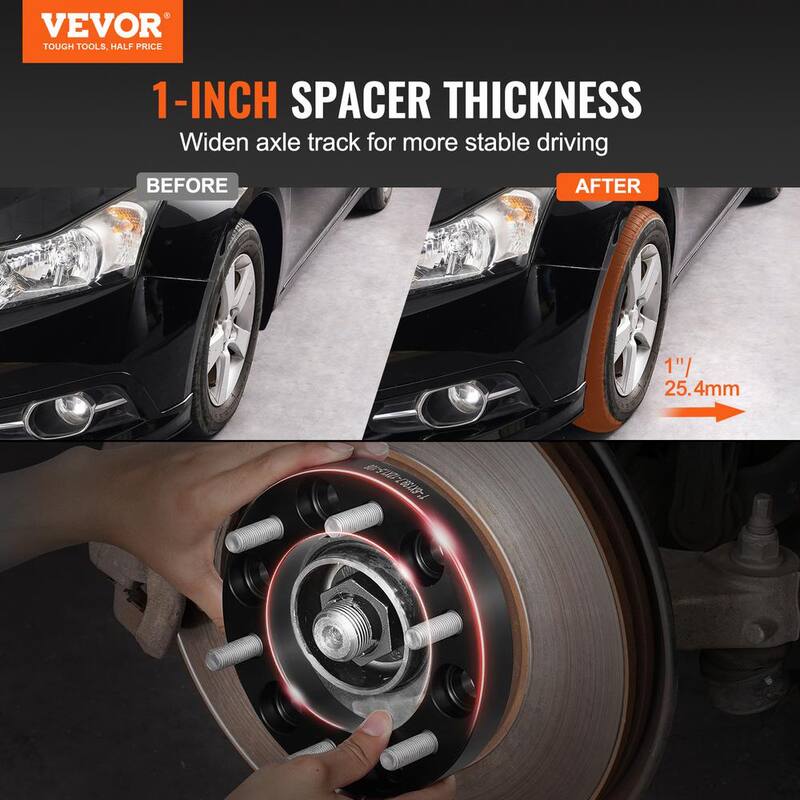 VEVOR Wheel Spacers, Wheel Adapters, 6 Lug Forged Spacer, Fit for 1979-2022 Toyota, Hummer, Lexus, Chevrolet, Honda, Black - LSSFLP1YC6X5PNQ5TV0