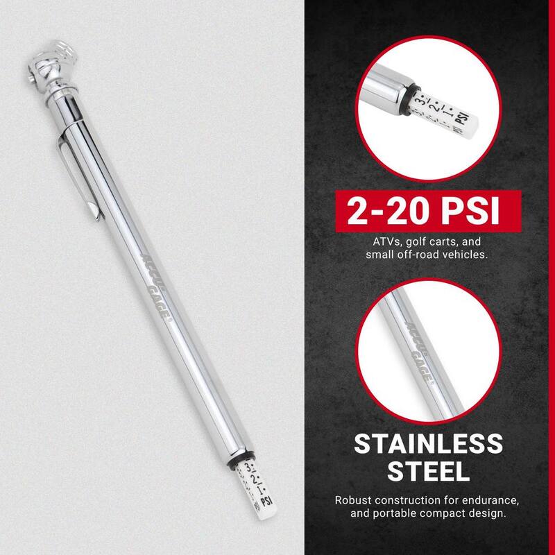 Unbranded Milton Accu-Gage Low Pressure 2-20 PSI Tire Pencil Gauge for ATVs, Golf Carts And Small Off-Road Vehicles - s-917AG