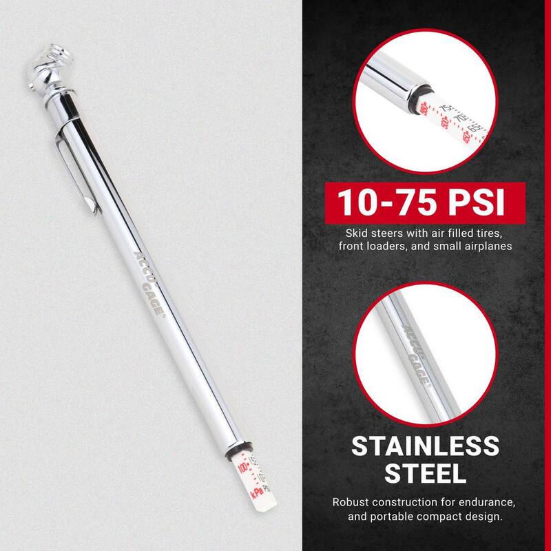 Unbranded Accu-Gage High Pressure 10-75 PSI Tire Pencil Gauge - s-920AG