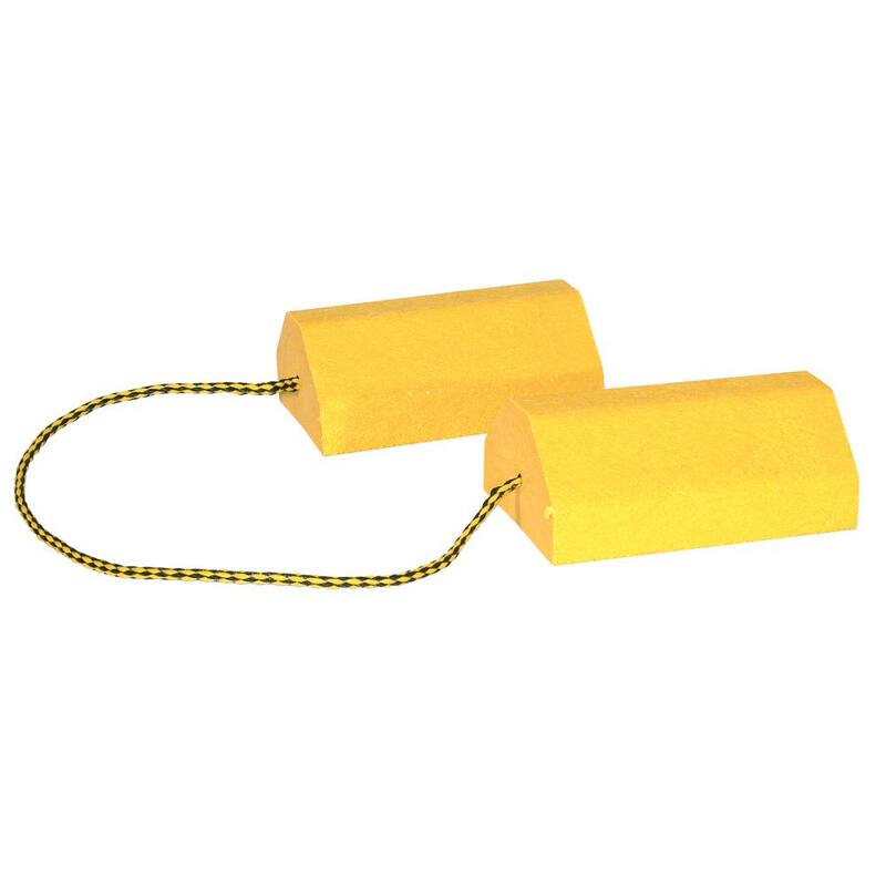 Buyers Products Composite Wheel Chock Set 9.5 in. x 6 in. x 4 in. with 32.75 in. Rope - WC9642Y