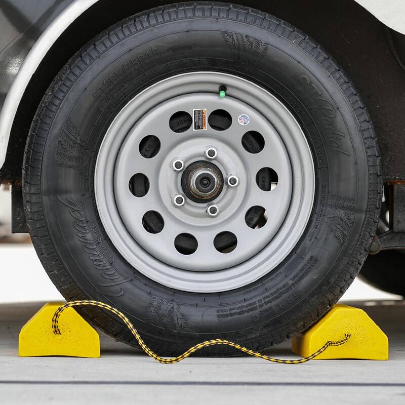 Buyers Products Composite Wheel Chock Set 9.5 in. x 6 in. x 4 in. with 32.75 in. Rope - WC9642Y