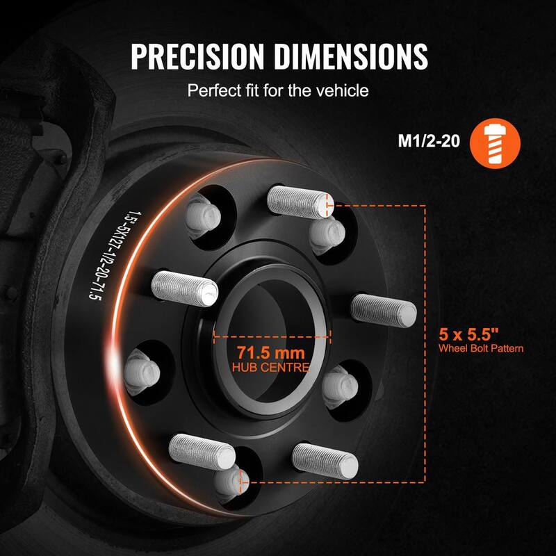 VEVOR 1.5 in. 5 in. x 5.5 in. Wheel Spacers Wheel Adapters 5 Lug Forged Spacer 4 PCS Black - LSSFLP15YC5XFA0VYV0