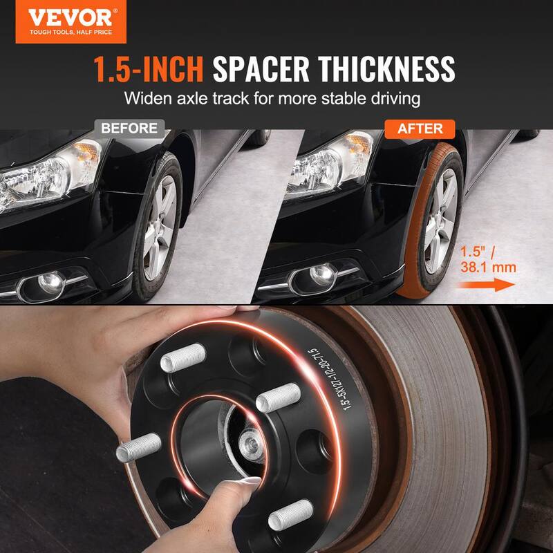 VEVOR 1.5 in. 5 in. x 5.5 in. Wheel Spacers Wheel Adapters 5 Lug Forged Spacer 4 PCS Black - LSSFLP15YC5XFA0VYV0