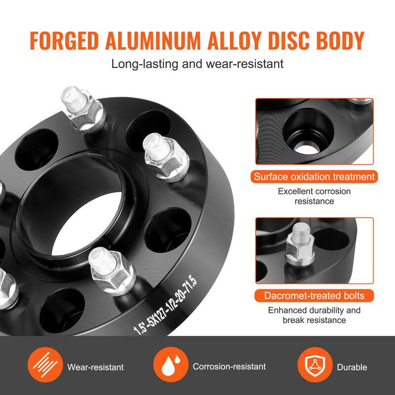 VEVOR 1.5 in. 5 in. x 5.5 in. Wheel Spacers Wheel Adapters 5 Lug Forged Spacer 4 PCS Black - LSSFLP15YC5XFA0VYV0
