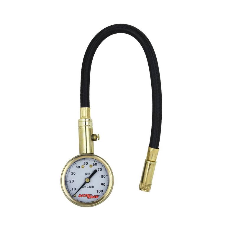 Accu-Gage Tire Pressure Gauge 11 in. Flex Air Hose Straight Foot Air Chuck 100 PSI - H100X