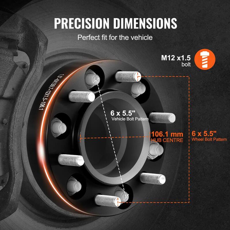 VEVOR Wheel Spacers, Wheel Adapters, 6 Lug Forged Spacer, Fit for 1996-2022 Toyota and Lexus, 4 PCS Black - LSSFLP15YC6XNE9HPV0