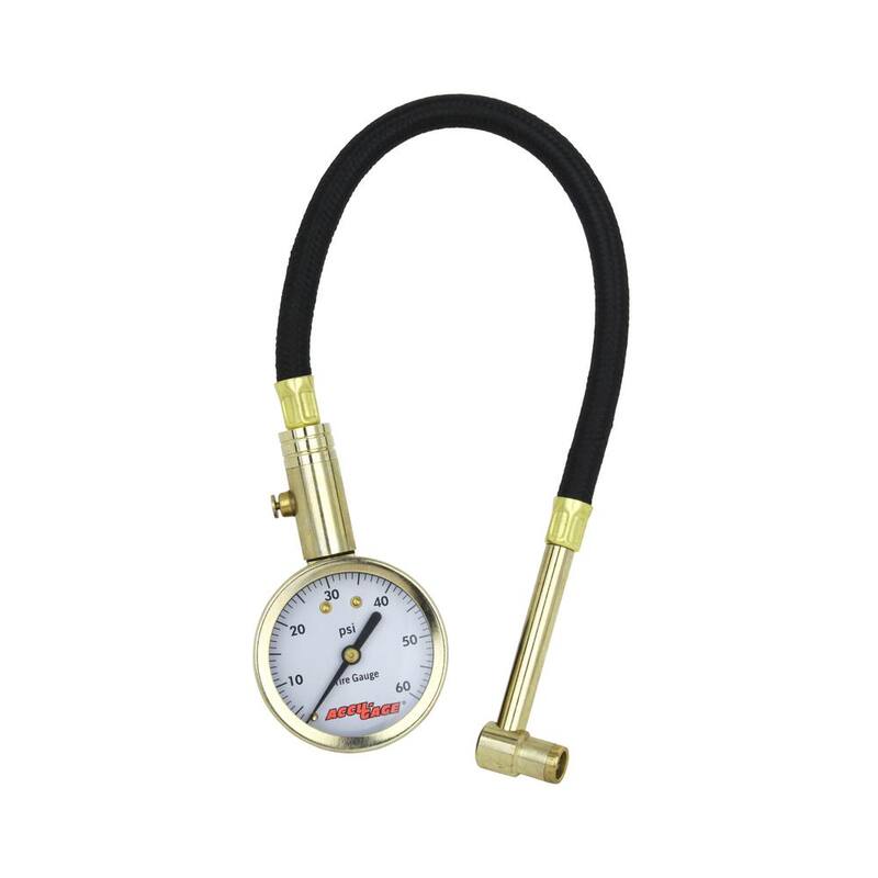 Accu-Gage 11 in. 60 PSI Tire Pressure Gauge Braided Air Hose Right Angle Air Chuck - RA60X