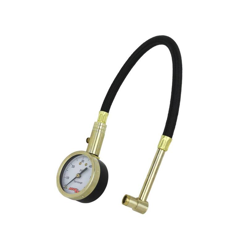 Accu-Gage 11 in. 60 PSI Tire Pressure Gauge Braided Air Hose Right Angle Air Chuck - RA60X