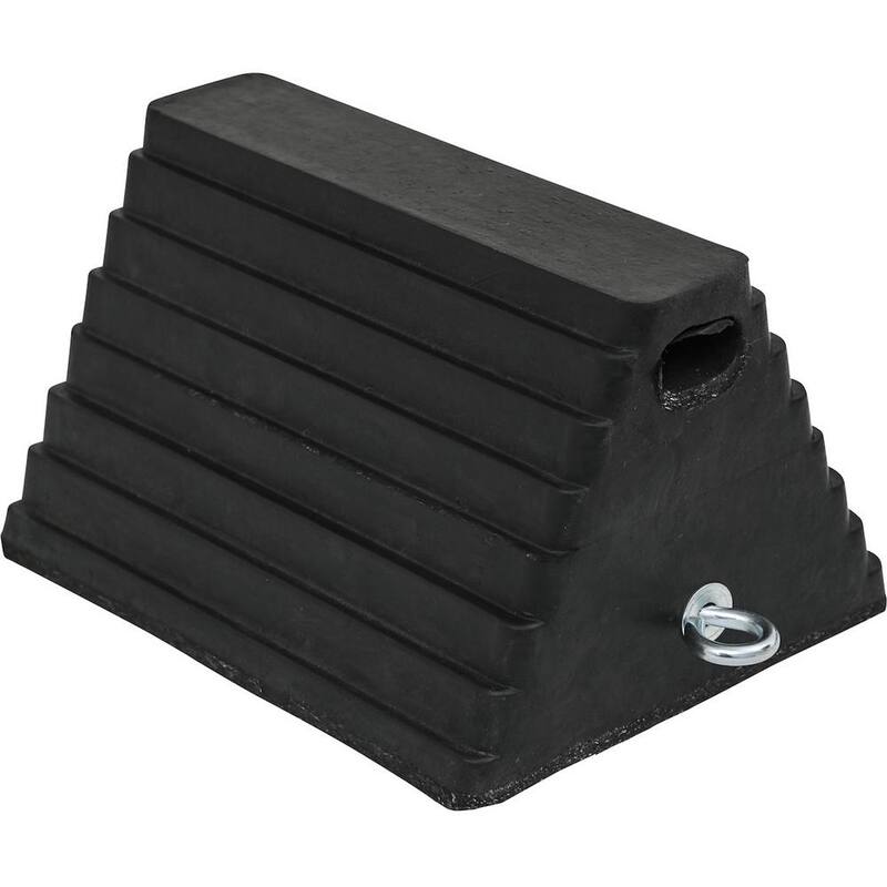 Buyers Products Company Heavy-Duty Rubber Wheel Chock with Chain Eye 10 in. x 8 in. x 6 in. - WC1086