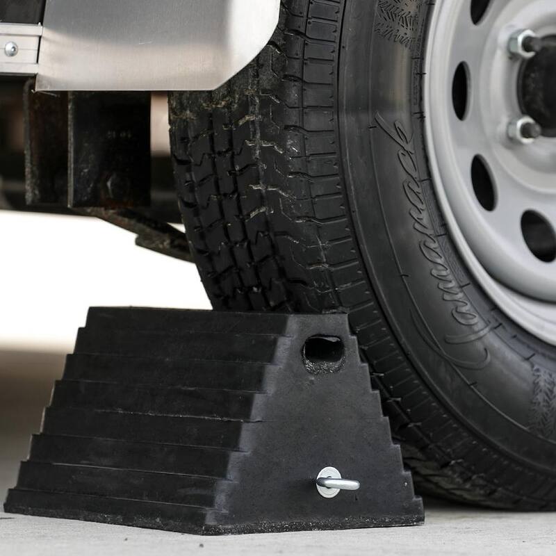 Buyers Products Company Heavy-Duty Rubber Wheel Chock with Chain Eye 10 in. x 8 in. x 6 in. - WC1086