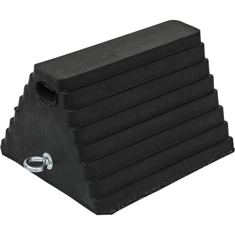 Buyers Products Company Heavy-Duty Rubber Wheel Chock with Chain Eye 10 in. x 8 in. x 6 in. - WC1086