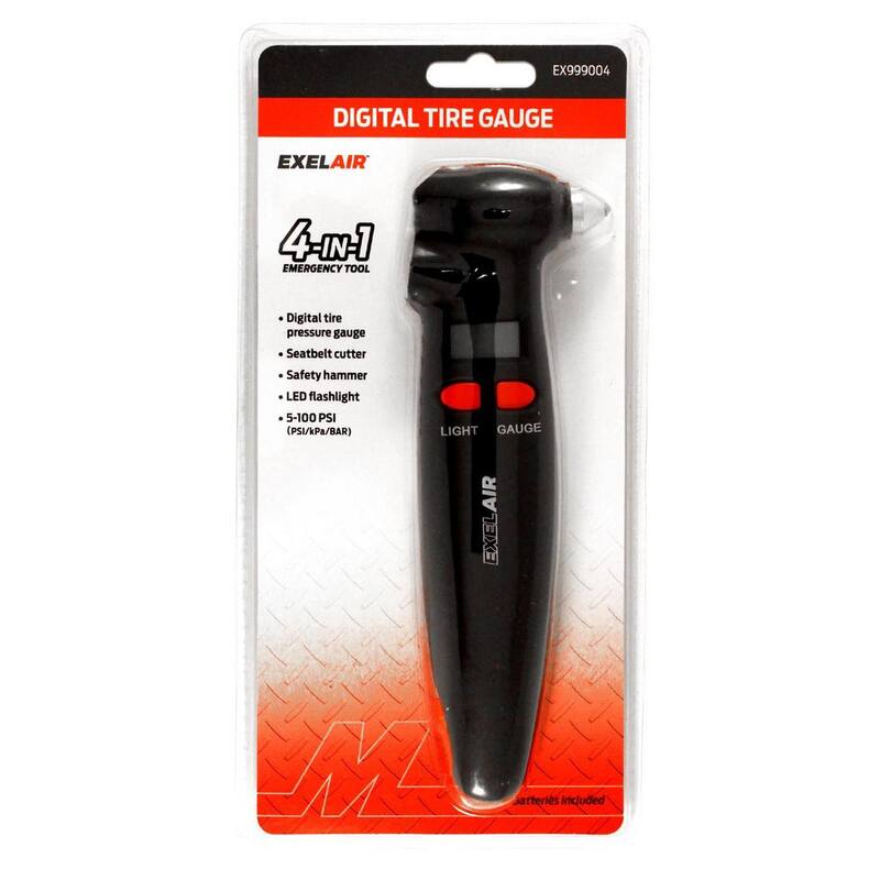 EXELAIR 4 in 1 Emergency Tool Tire Gauge - EX999004