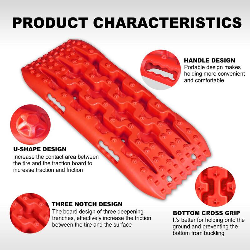 Big Red 27 in. Off-Road Traction Boards, Recovery Tracks, and Traction Mat Set: Ideal for Snow, Mud and Sand Rescue, Red - ATW2912R