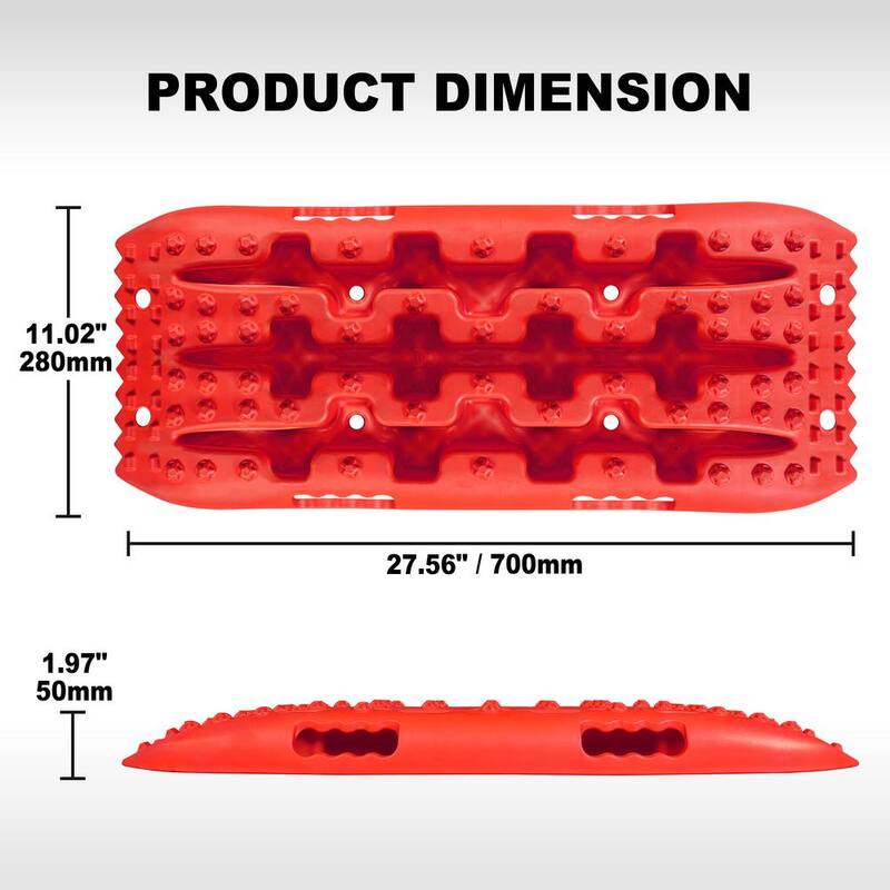 Big Red 27 in. Off-Road Traction Boards, Recovery Tracks, and Traction Mat Set: Ideal for Snow, Mud and Sand Rescue, Red - ATW2912R