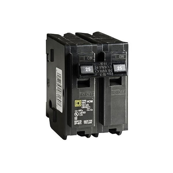 Square D Circuit Breaker, HOM Series, 25A, 2 Pole, 120/240V AC, 10kA - HOM225CP
