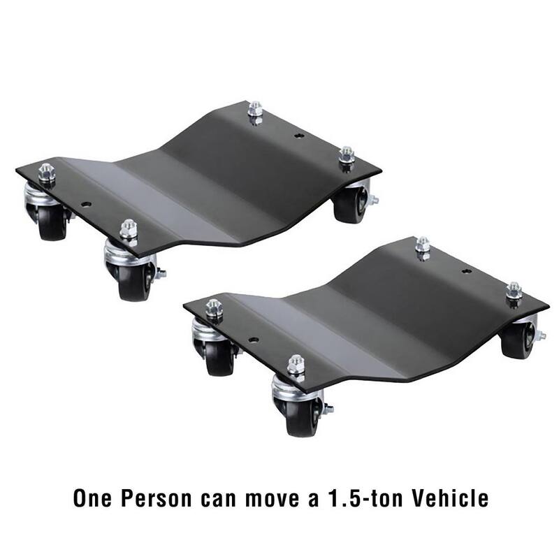 Unbranded Premium Wheel Dollies - Set of 2 Solid Steel Tire Skates with 3 in. Swivel Casters - 1500 lbs. Capacity (Black) - 121168YRZ