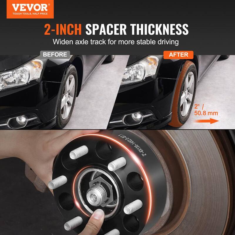 VEVOR Wheel Spacers, Wheel Adapters, 6 Lug Forged Spacer, Fit for Ford Expedition, F150, Lincoln Navigator, 4 PCS Black - LSSFLP2YC6X5CPXDCV0