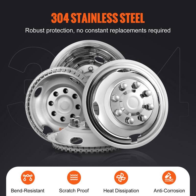 VEVOR 16-inch Wheel Simulators, 304 Stainless Steel Wheel Simulator Kit with Mirror Polished Finish, Ford F350 (1974-1998) - CLMNQ16YC4PCQWZ22V0-0816