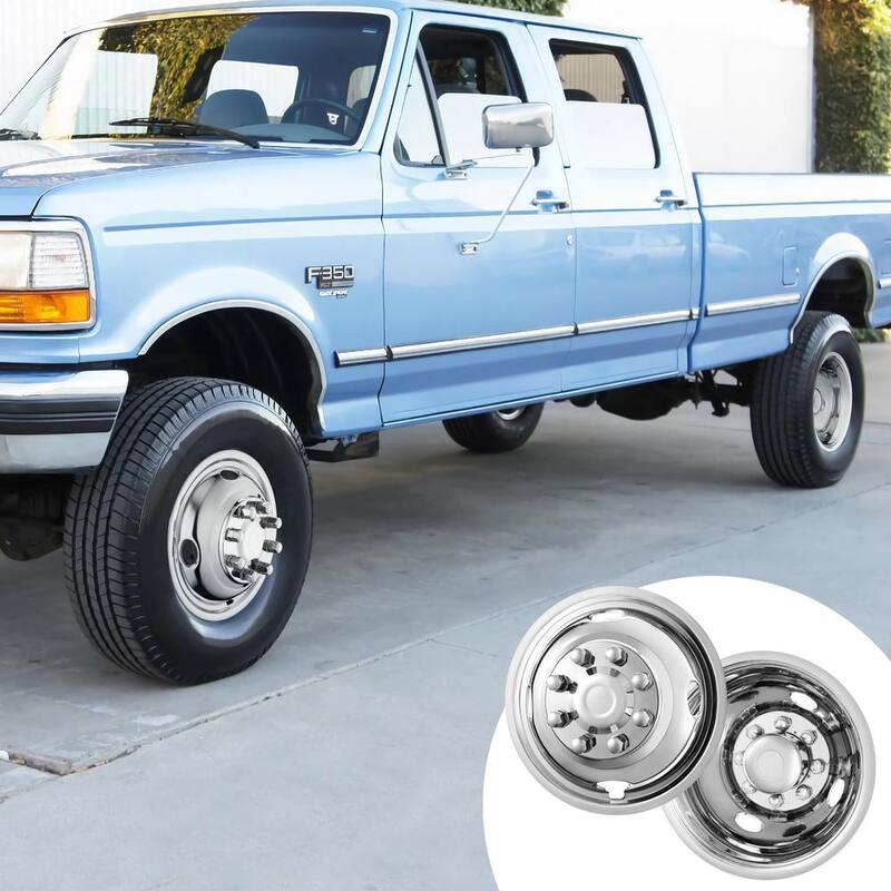VEVOR 16-inch Wheel Simulators, 304 Stainless Steel Wheel Simulator Kit with Mirror Polished Finish, Ford F350 (1974-1998) - CLMNQ16YC4PCQWZ22V0-0816