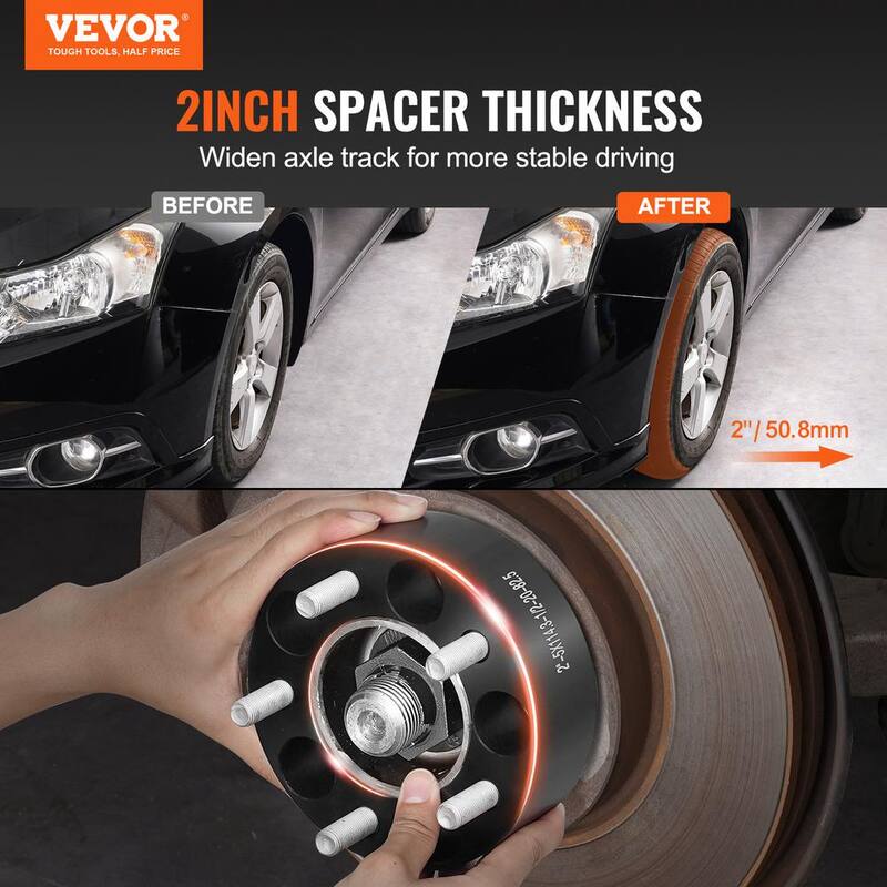 VEVOR 2 in. 5 in. x 4.5 in. Wheel Spacers Wheel Adapters 5 Lug Forged Spacer 4 pcs Black - LSSFLP2YC5X4RGBBFV0