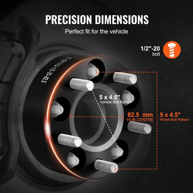 VEVOR 2 in. 5 in. x 4.5 in. Wheel Spacers Wheel Adapters 5 Lug Forged Spacer 4 pcs Black - LSSFLP2YC5X4RGBBFV0