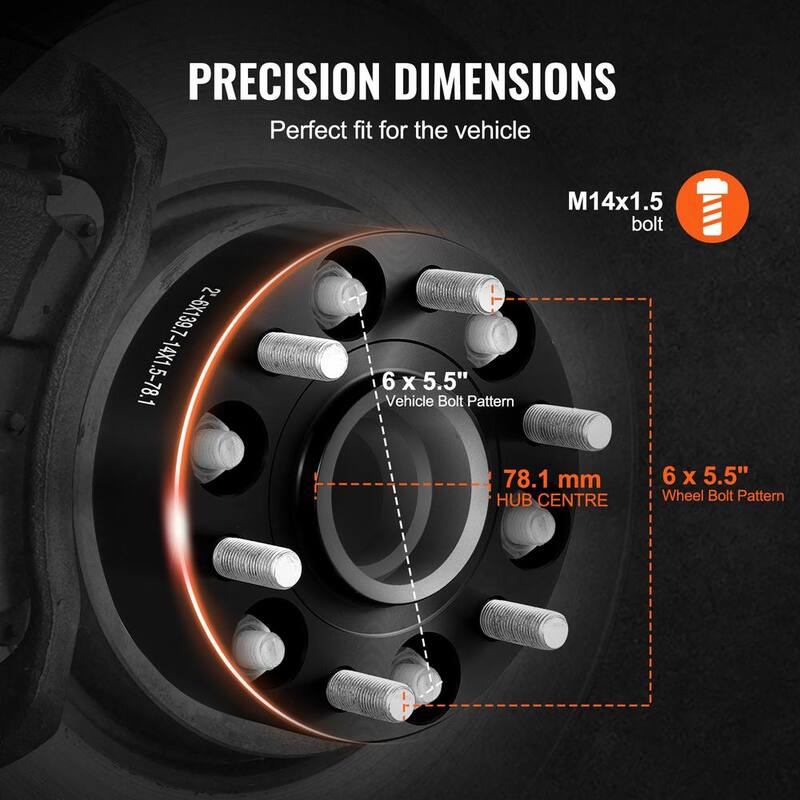 VEVOR Wheel Spacers, Wheel Adapters, 6 Lug Forged Spacer, Fit for 1984-2018 Chevrolet, GMC, and Cadillac, 4-Piece Black - LSSFLP2YC6X57ERXKV0