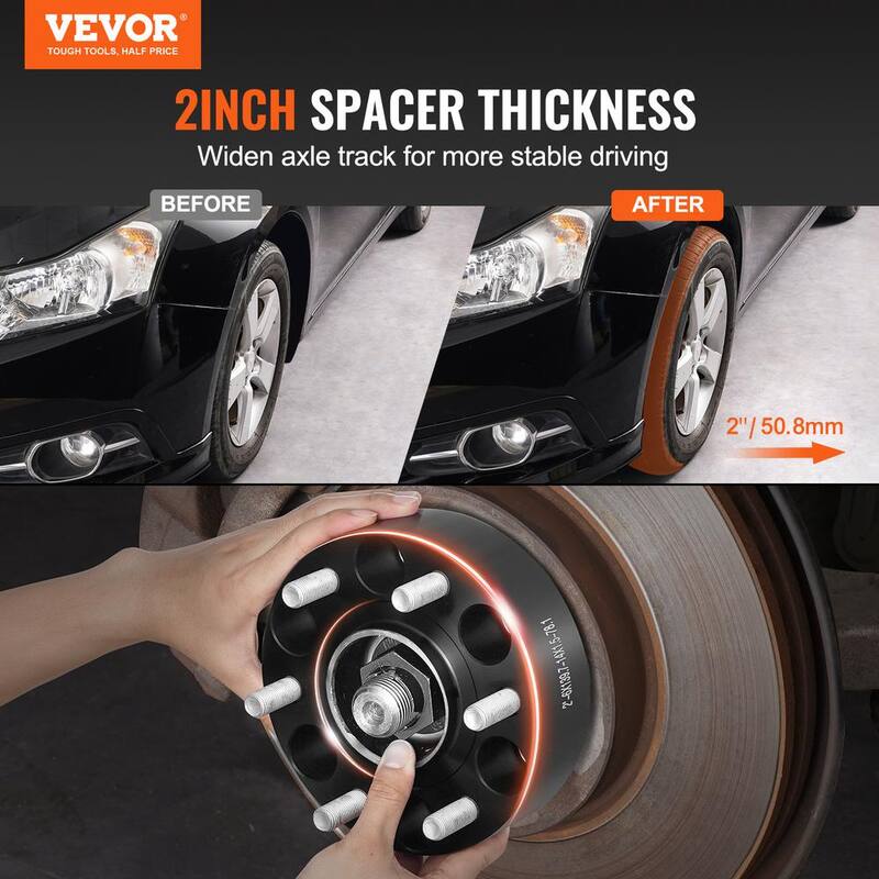 VEVOR Wheel Spacers, Wheel Adapters, 6 Lug Forged Spacer, Fit for 1984-2018 Chevrolet, GMC, and Cadillac, 4-Piece Black - LSSFLP2YC6X57ERXKV0