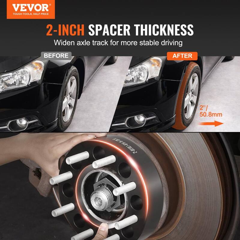 VEVOR Wheel Spacers, Wheel Adapters, 8 Lug Forged Spacer, Fit for Dodge Ram 2500, Ram 3500 and Ford F250, F350, 2 PCS Black - LSSFLP2YC8X6YLX2BV0