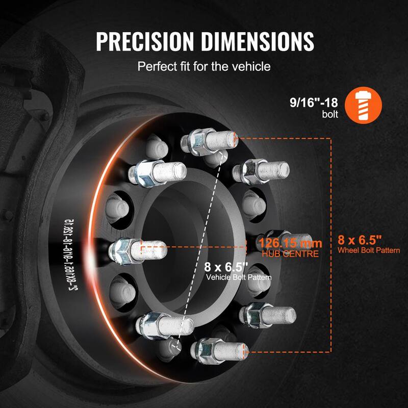 VEVOR Wheel Spacers, Wheel Adapters, 8 Lug Forged Spacer, Fit for Dodge Ram 2500, Ram 3500 and Ford F250, F350, 2 PCS Black - LSSFLP2YC8X6YLX2BV0