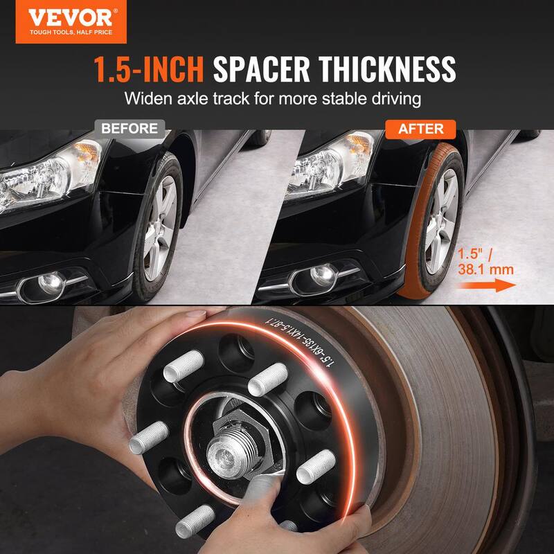 VEVOR Wheel Spacers, Wheel Adapters, 6 Lug Forged Spacer, Fit for Ford F150, Expedition, Lobo, Navigator, 4 PCS Black - LSSFLP15YC6X1GP2WV0
