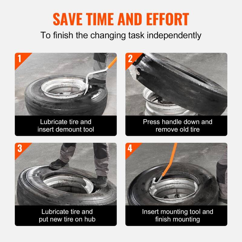 SKYSHALO Tire Mount Demount Tool, 22.5 in. -24.5 in. Manual Steel Tire Changer Mount Demount Removal Tool, with Extra, Orange - LTCZJHSPS0AF6F9BYV0-0716